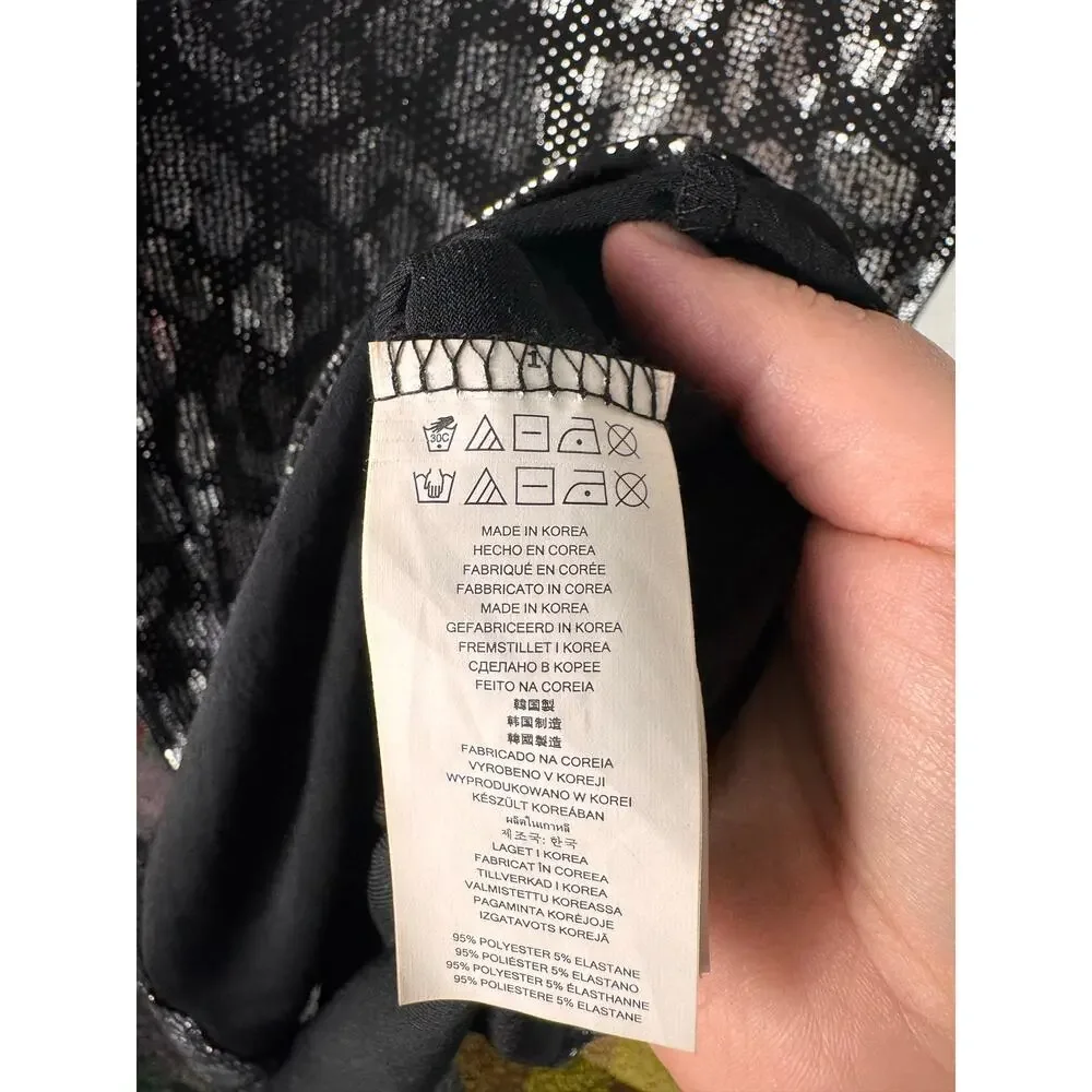 MICHAEL Michael Kors Metallic Leopard Print Dress Black Silver XS